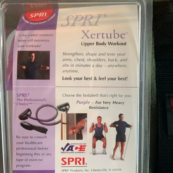 Spri purple and blue exercise bands with door attachment and exercise charts - Picture 2 of 6